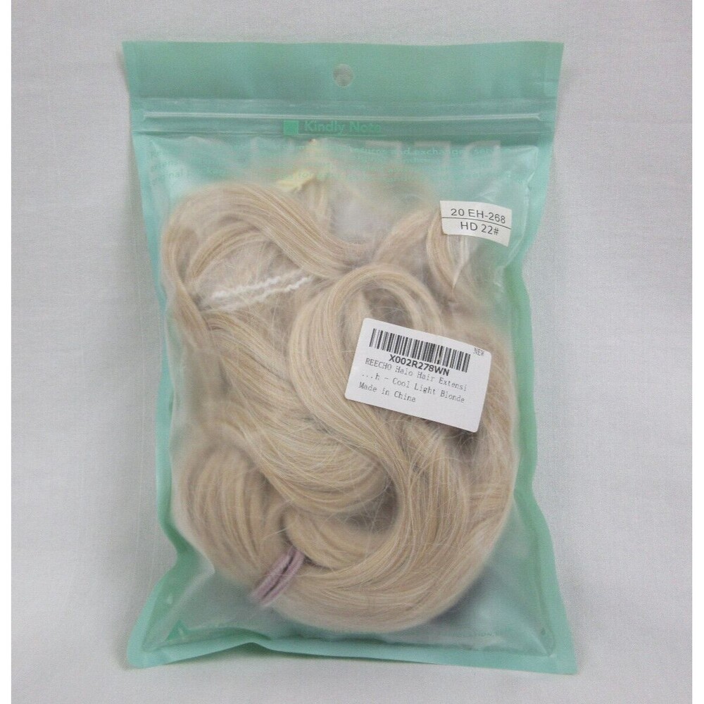 REECHO 20" 1-Pack 4 Clips Full Head Curly Wave Synthetic Halo Hair Extensions